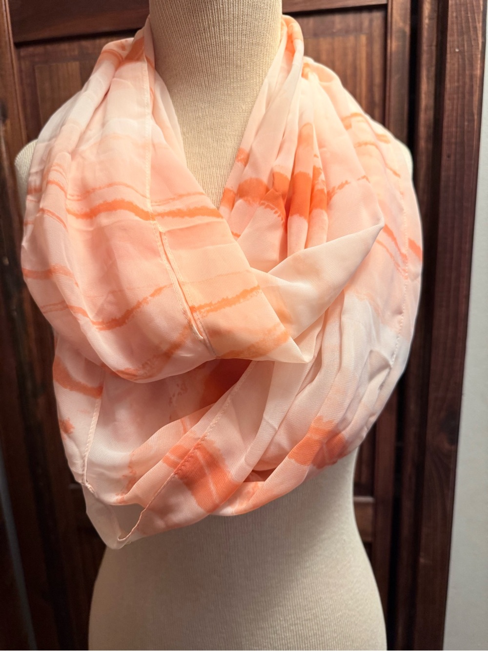 Calvin Klein Light Peach & Coral Infinity Scarf